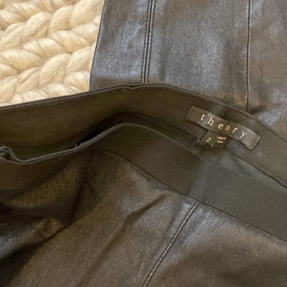 theory 100% lamb leather seamed leggings size 2 - Picture 7 of 8